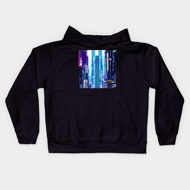 Cyberpunk Street View Kids Hoodie by Crestern